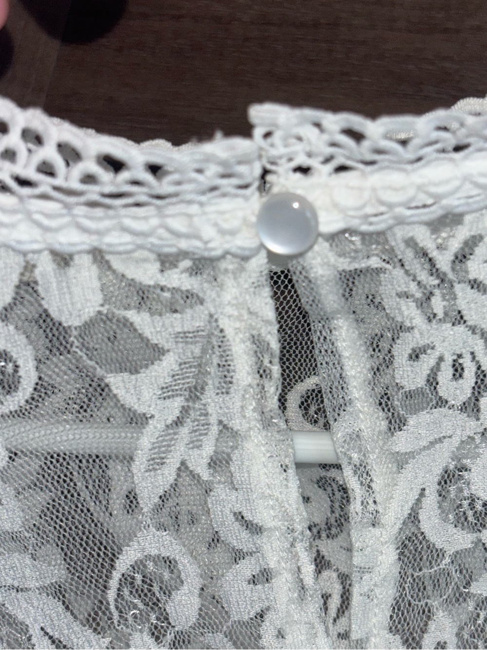 Ivory White Lace Blouse Floral Crochet Trim Romantic Boho Long Sleeve Large - Picture 4 of 9